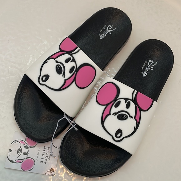 NWT Disney “Pop Art” Style Limited Edition Mickey Mouse Slide Sandals - Picture 1 of 6